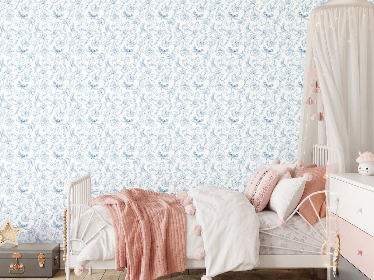 1133 - Dragonfly Wallpaper - Indigo by Morris Collections