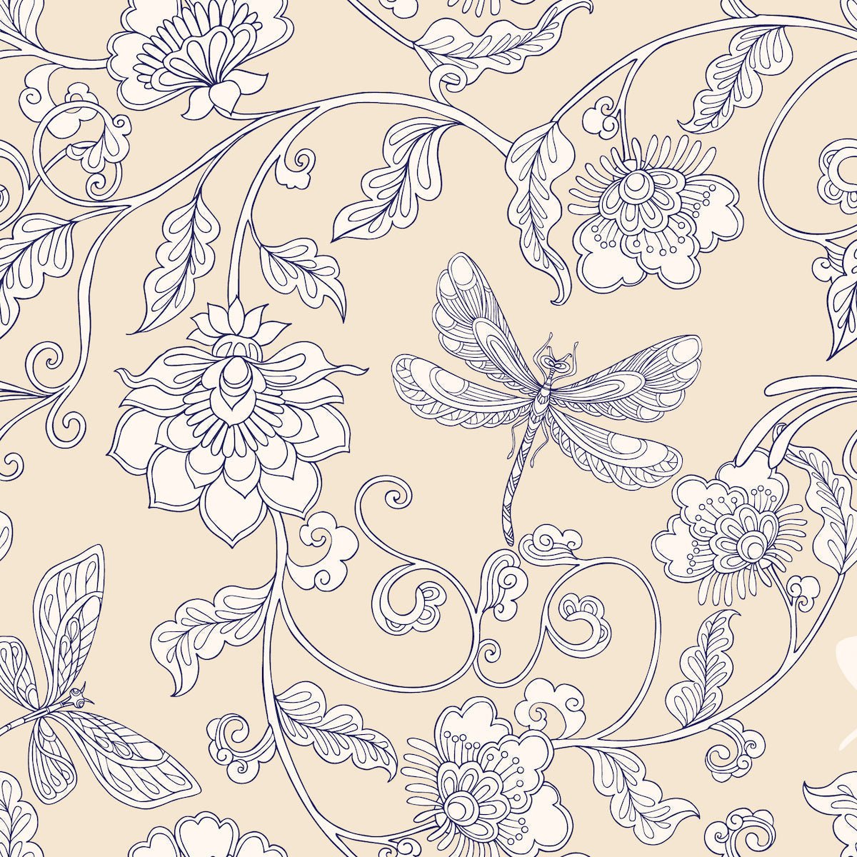 1135 - Dragonfly Wallpaper - Eggshell by Morris Collections