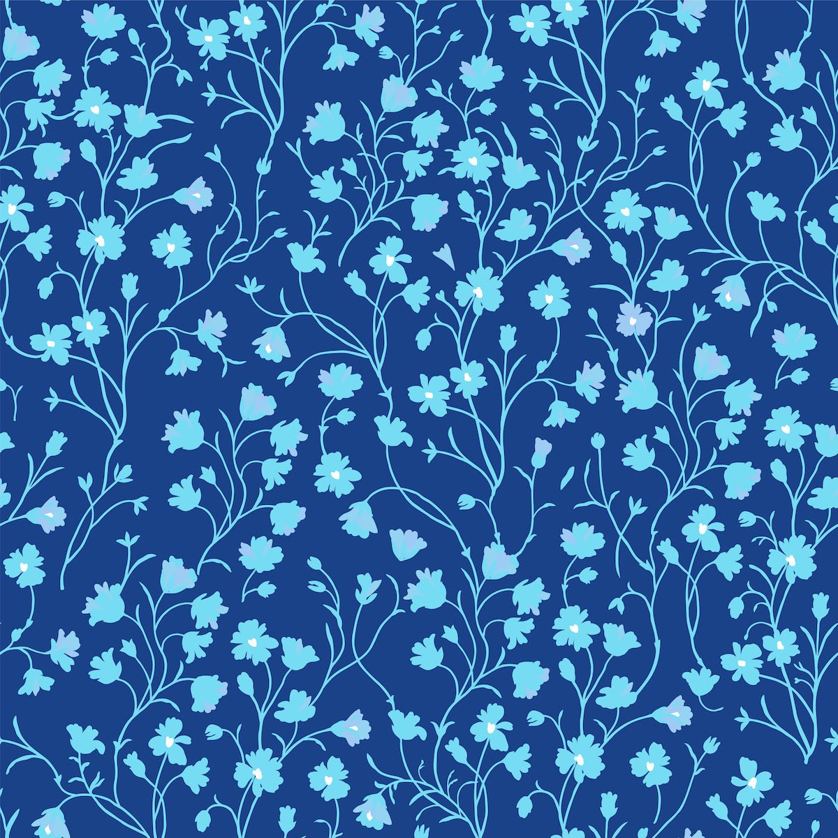 1141 - Forget Me Not Wallpaper - Deep Blue by Morris Collections