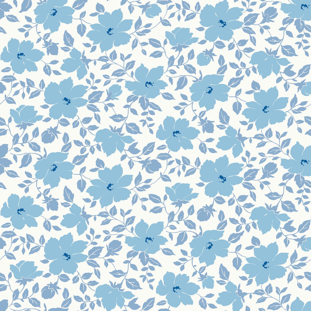1142 - Peonie Wallpaper - Cotton Blue by Morris Collections