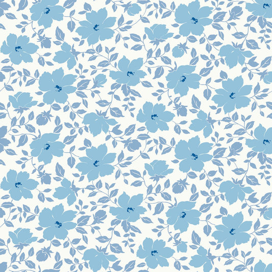 1142 - Peonie Wallpaper - Cotton Blue by Morris Collections