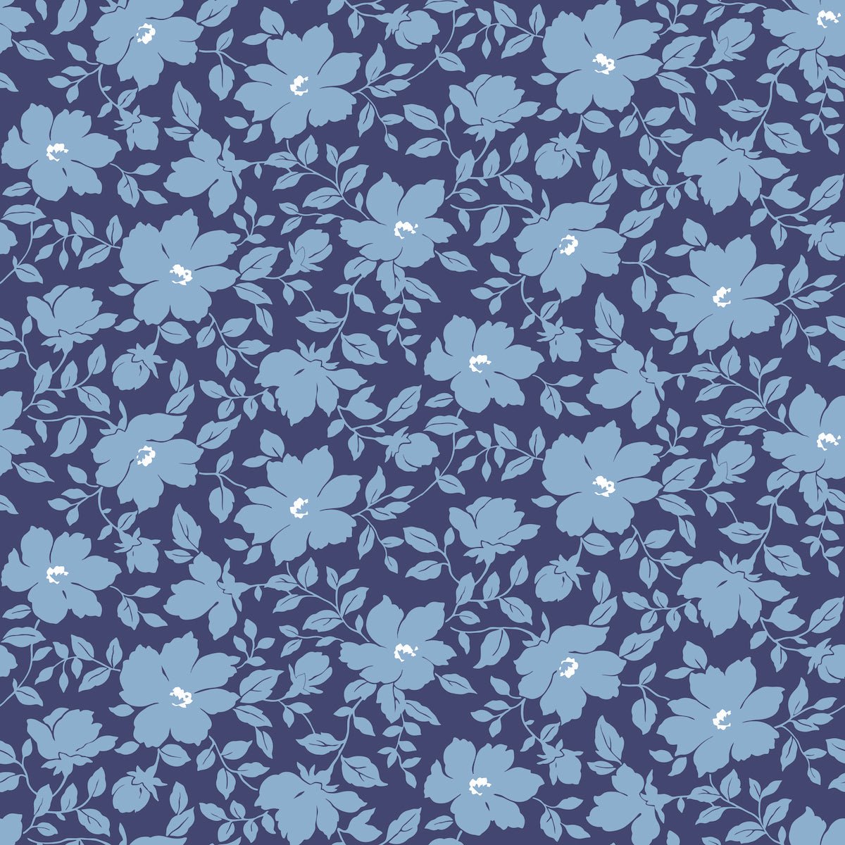 1144 - Peonie Wallpaper - Cotton Dark Blue by Morris Collections