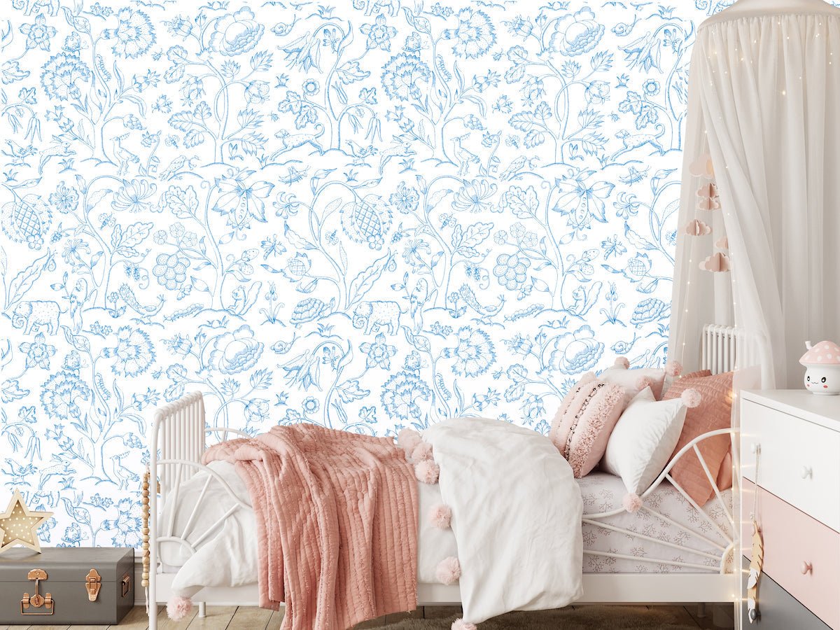 1145 - Middlemore Wallpaper - Garden Blue by Morris Collections