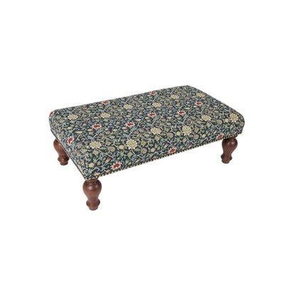 Morris Evenlode Blue Large Stool - Hines of Oxford - LS591 - Morris Wallpaper