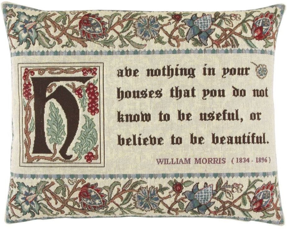 Morris Quote Tapestry Cushion with Feather Filler - Hines - 498 - Morris Wallpaper