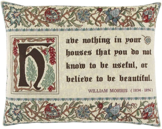 Morris Quote Tapestry Cushion with Feather Filler - Hines - 498 - Morris Wallpaper