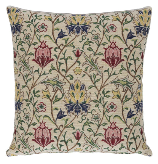 Morris Rambling Rose Tapestry Cushion with Feather Filler - Hines - 814 - Morris Wallpaper