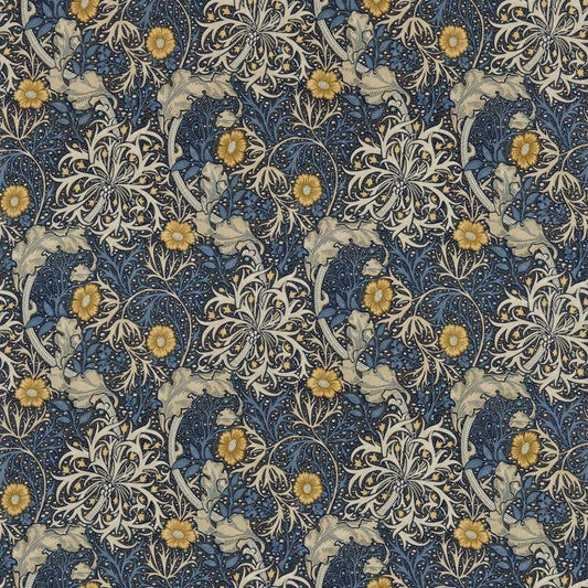 Morris Seaweed Fabric - Ink/Woad - Morris & Co - 224470 - Premier Wallcovering