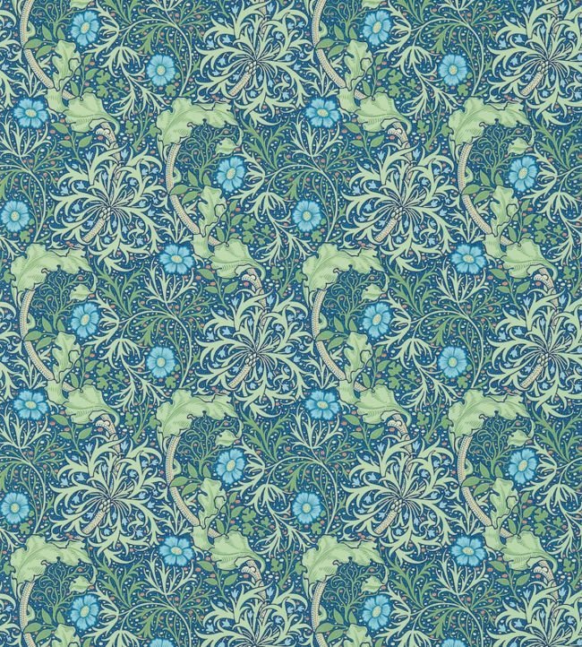 Morris Seaweed Wallpaper - Cobalt/Thyme - 214713 - Morris & Co