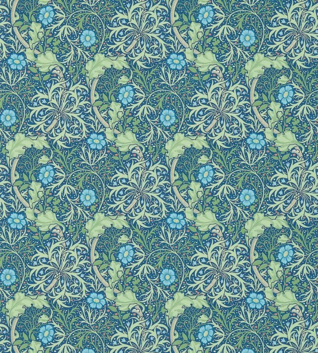 Morris Seaweed Wallpaper - Cobalt/Thyme - DM3W214713 - Morris & Co - Morris Wallpaper