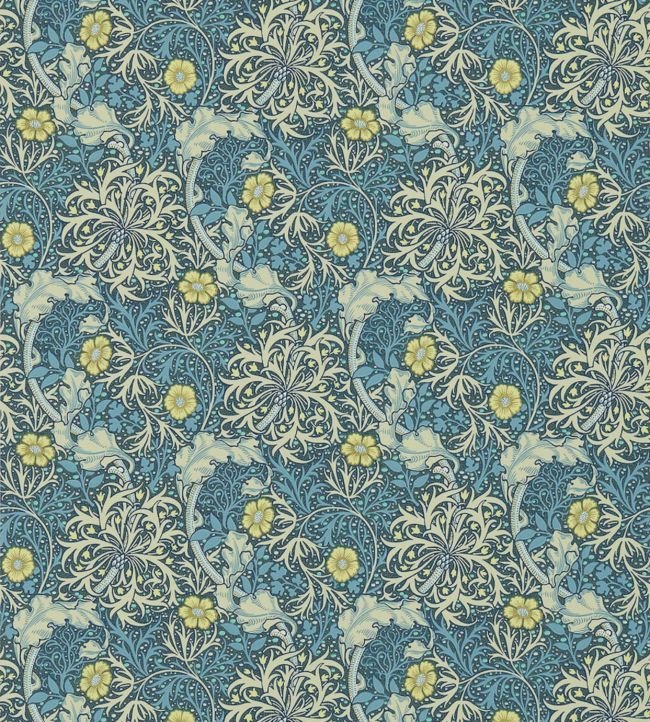 Morris Seaweed Wallpaper - Ink/Woad - 214714 - Morris & Co
