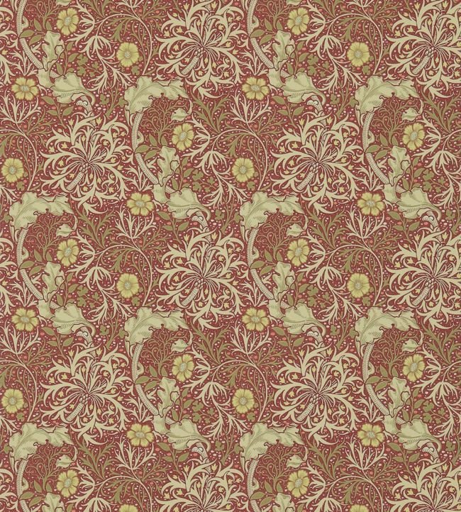 Morris Seaweed Wallpaper - Red/Gold - 214712 - Morris & Co