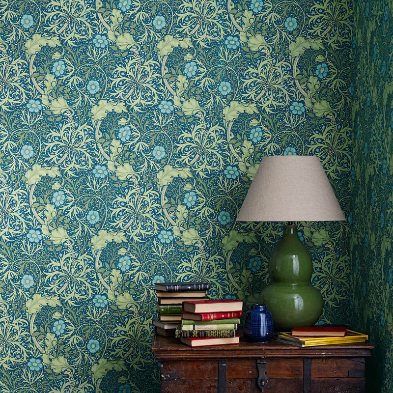 なな　 Morris & Co Morris Seaweed Wallpaper in Silver/Ecru - 216825