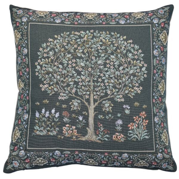 Morris Tree Green Tapestry Cushion with Feather Filler - Hines - 1261 - Morris Wallpaper