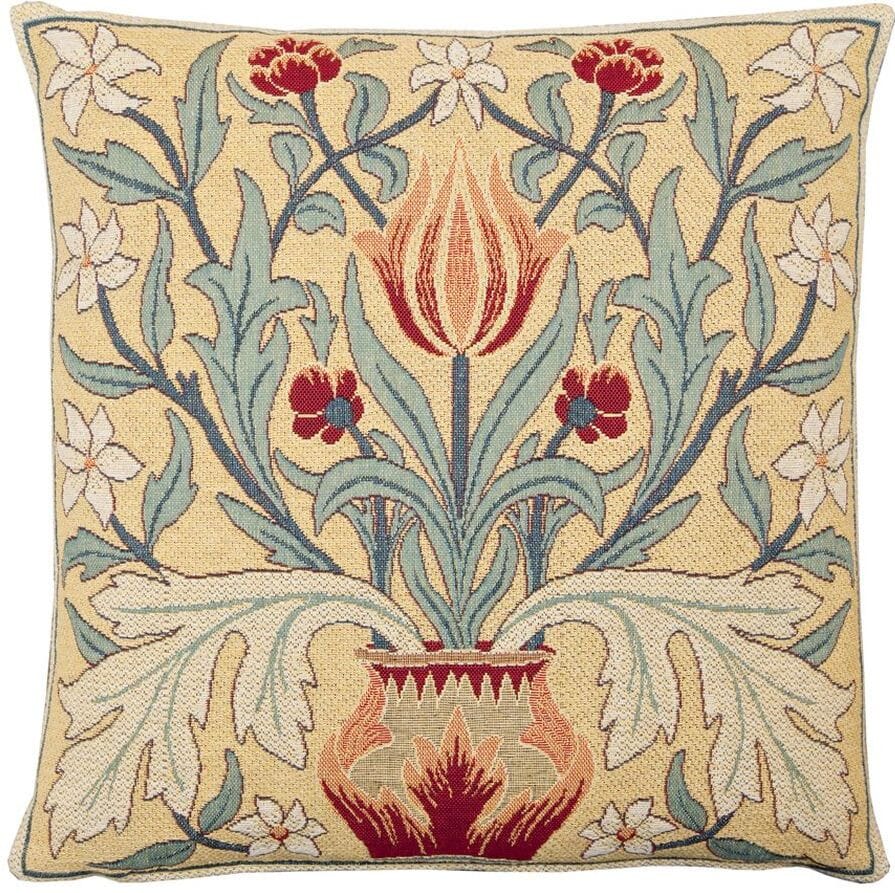 Morris Tulip Tapestry Cushion with Feather Filler - Hines - 546 - Morris Wallpaper