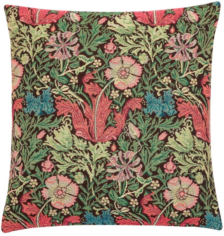 Morris Tulips Tapestry Cushion with Feather Filler - Hines - 713 - Morris Wallpaper