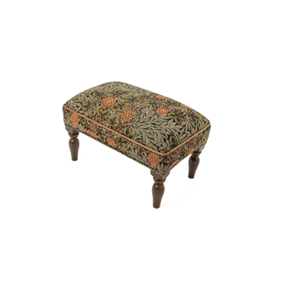 Morris Vines Upholstered Stool with Faux Leather Pipe - Hines of Oxford - AS1271 - Morris Wallpaper