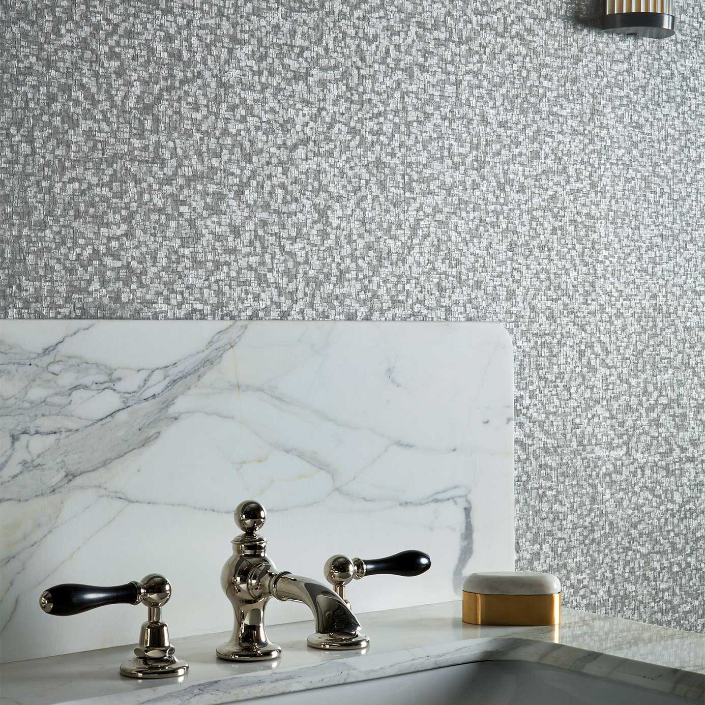 Mosaic Wallpaper - Paris Grey - Zoffany - ZRHW312924 - Morris Wallpaper