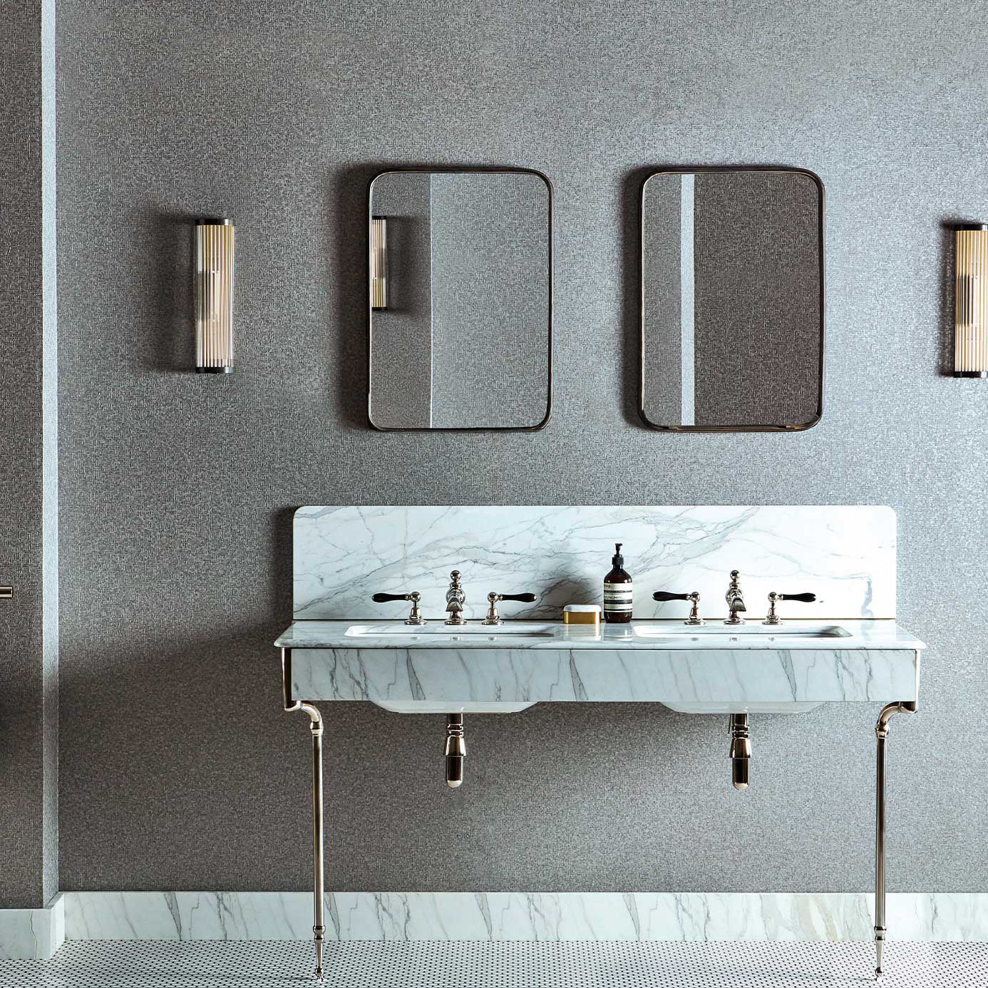 Mosaic Wallpaper - Zinc - Zoffany - ZRHW312923 - Morris Wallpaper