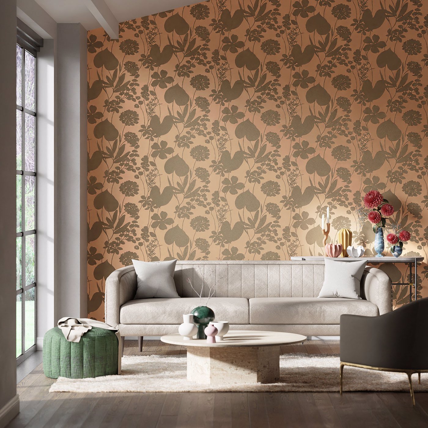Nalina Wallpaper - Peach - Harlequin - HAMA111051 - Morris Wallpaper