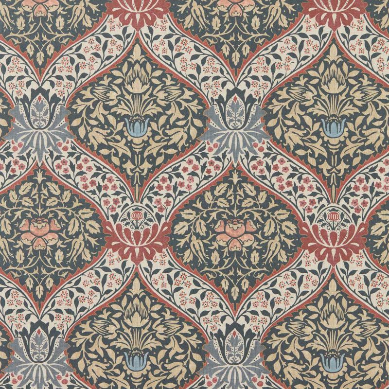 Norbury Wallpaper - Brick/Teal - Morris & Co - 217593 - Morris Wallpaper