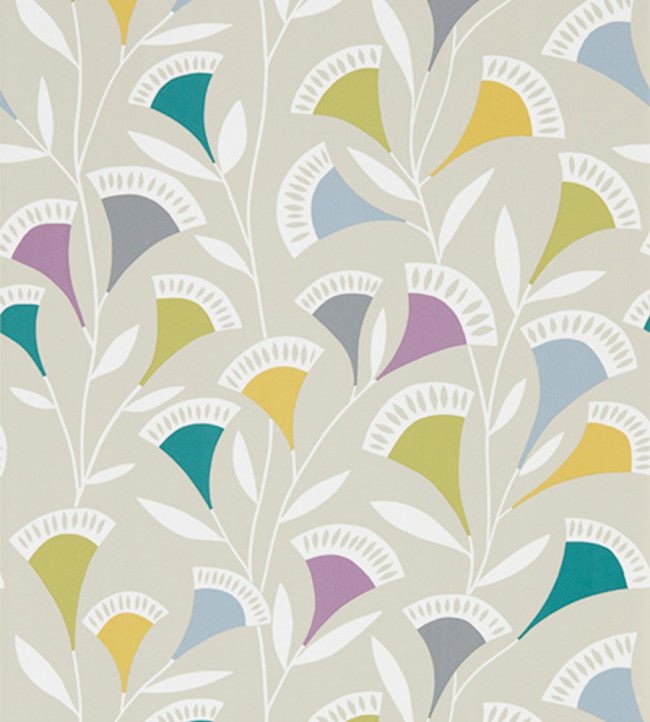 Noukku Wallpaper - Foxglove / Graphite / Forest - 111547 - Scion - Morris Wallpaper