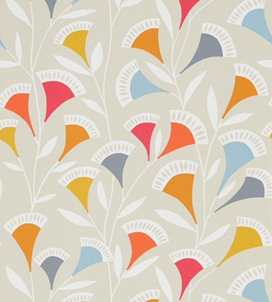 Noukku Wallpaper - Watermelon / Tangerine / Slate - 111546 - Scion - Morris Wallpaper