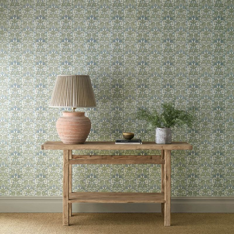 Oak & Blossom Wallpaper - Thyme/Woad - Morris & Co - 217590 - Morris Wallpaper
