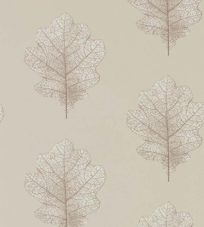 Oak Filigree Wallpaper - Stone/Gilver - DWOW215698 - Sanderson - Morris Wallpaper