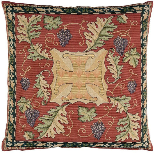 Oakleaves & Vine Tapestry Cushion with Feather Filler - Hines - 245 - Morris Wallpaper