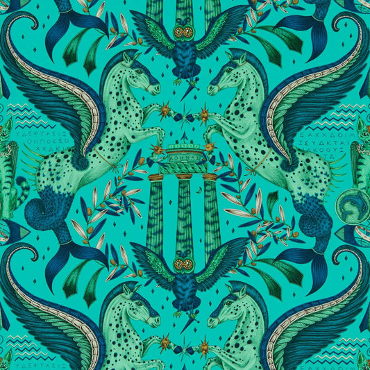 Odyssey Mythos Wallpaper - Peacock - Clarke & Clarke - W0215/02 - Morris Wallpaper