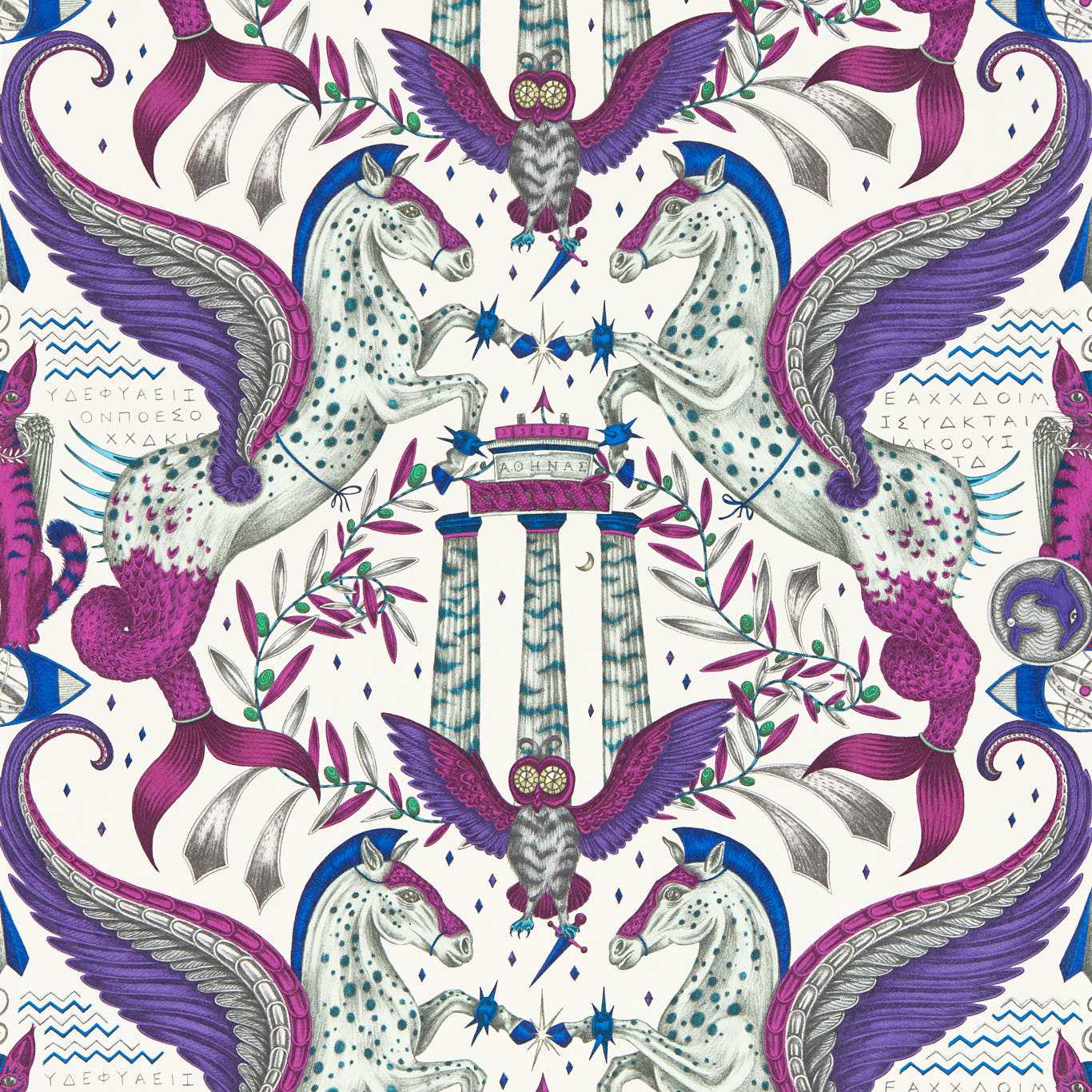 Odyssey Mythos Wallpaper - Violet - Clarke & Clarke - W0215/03 - Morris Wallpaper