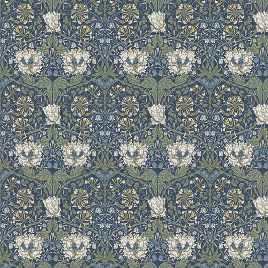 Ogee Flora Wallpaper - Navy Blue - NextWall - NW48202 - Morris Wallpaper