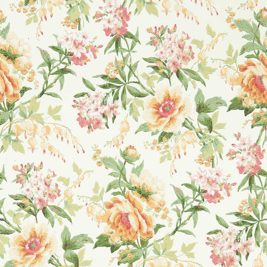 Olivia Wallpaper - Botanical Green/Orange - DOSW217038 - Sanderson - One Sixty - Morris Wallpaper