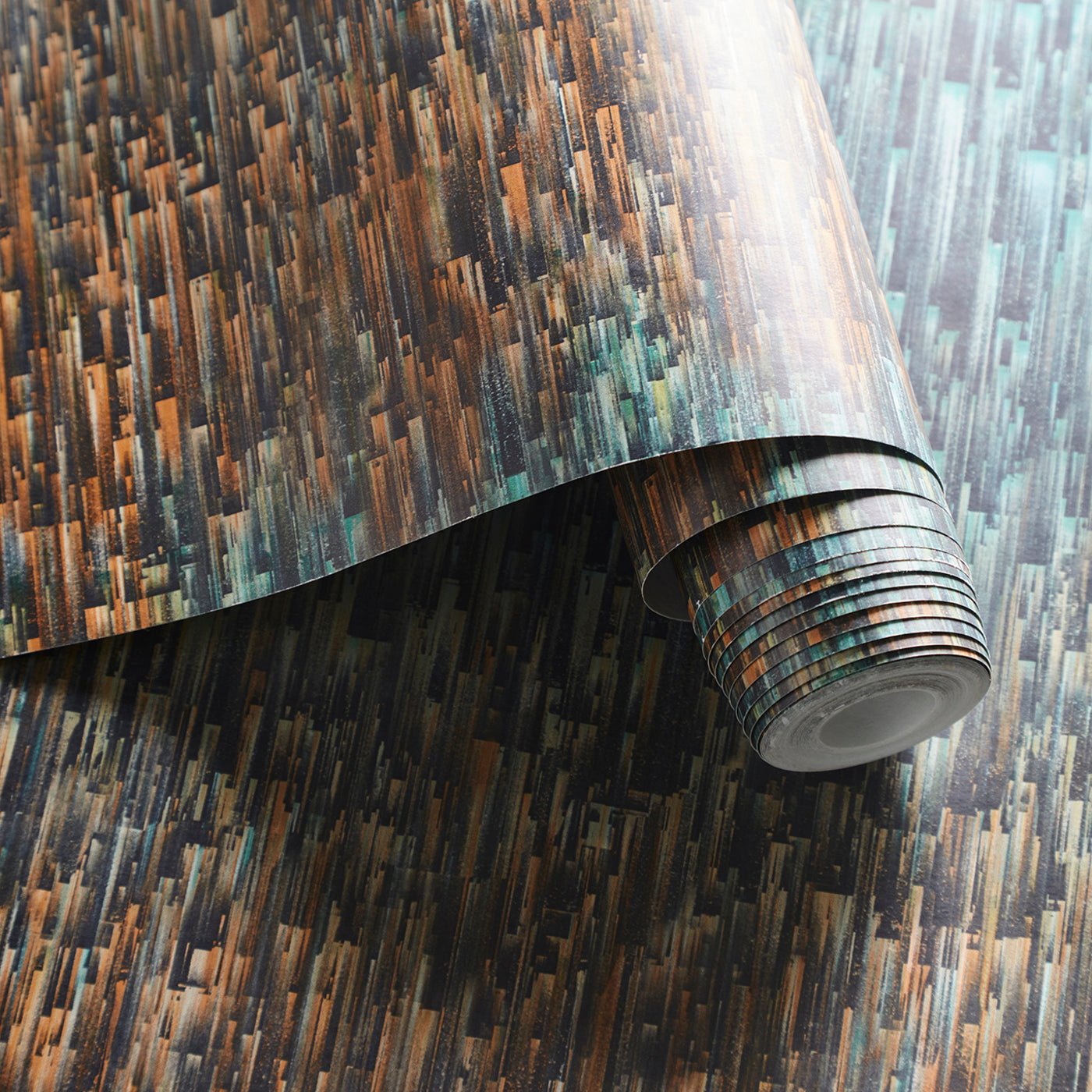 Ombre Wallpaper - Teal/Spice - Clarke & Clarke - W0153/03 - Morris Wallpaper