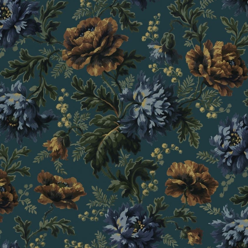 Opia Wallpaper - Petrol - House of Hackney - 1-WA-OPI-DI-PET-XXX - Morris Wallpaper