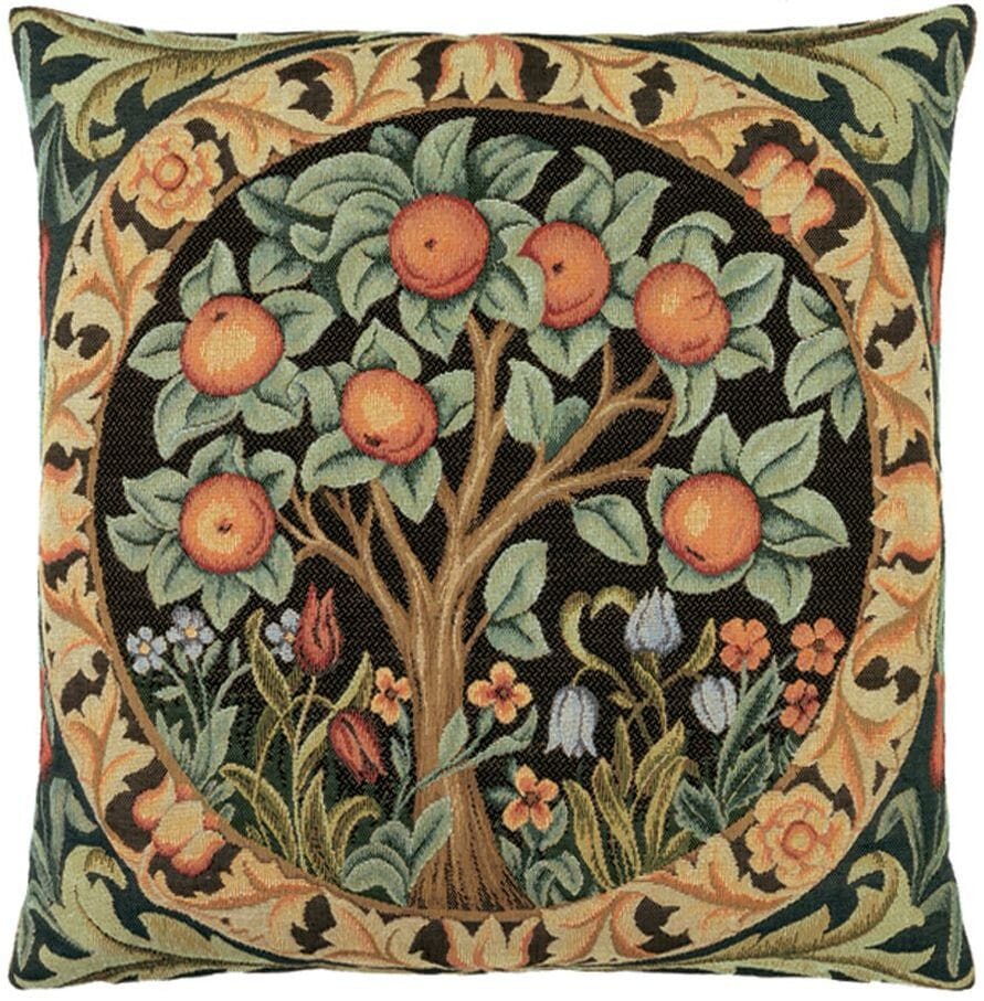 Orange Tree Tapestry Cushion with Feather Filler - Hines - 232 - Morris Wallpaper