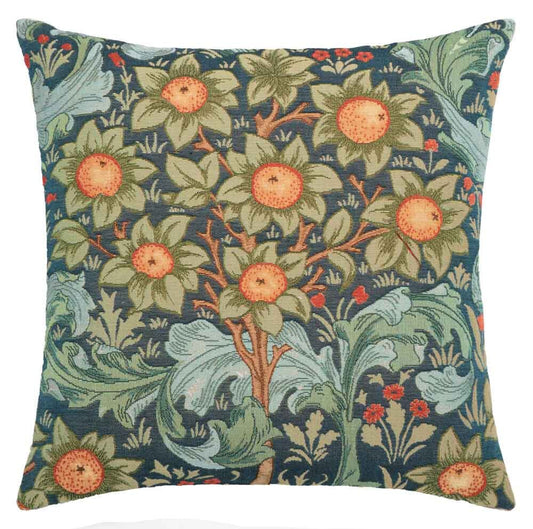 Orchard Blue Tapestry Cushion with Feather Filler - Hines - 995-1 - Morris Wallpaper