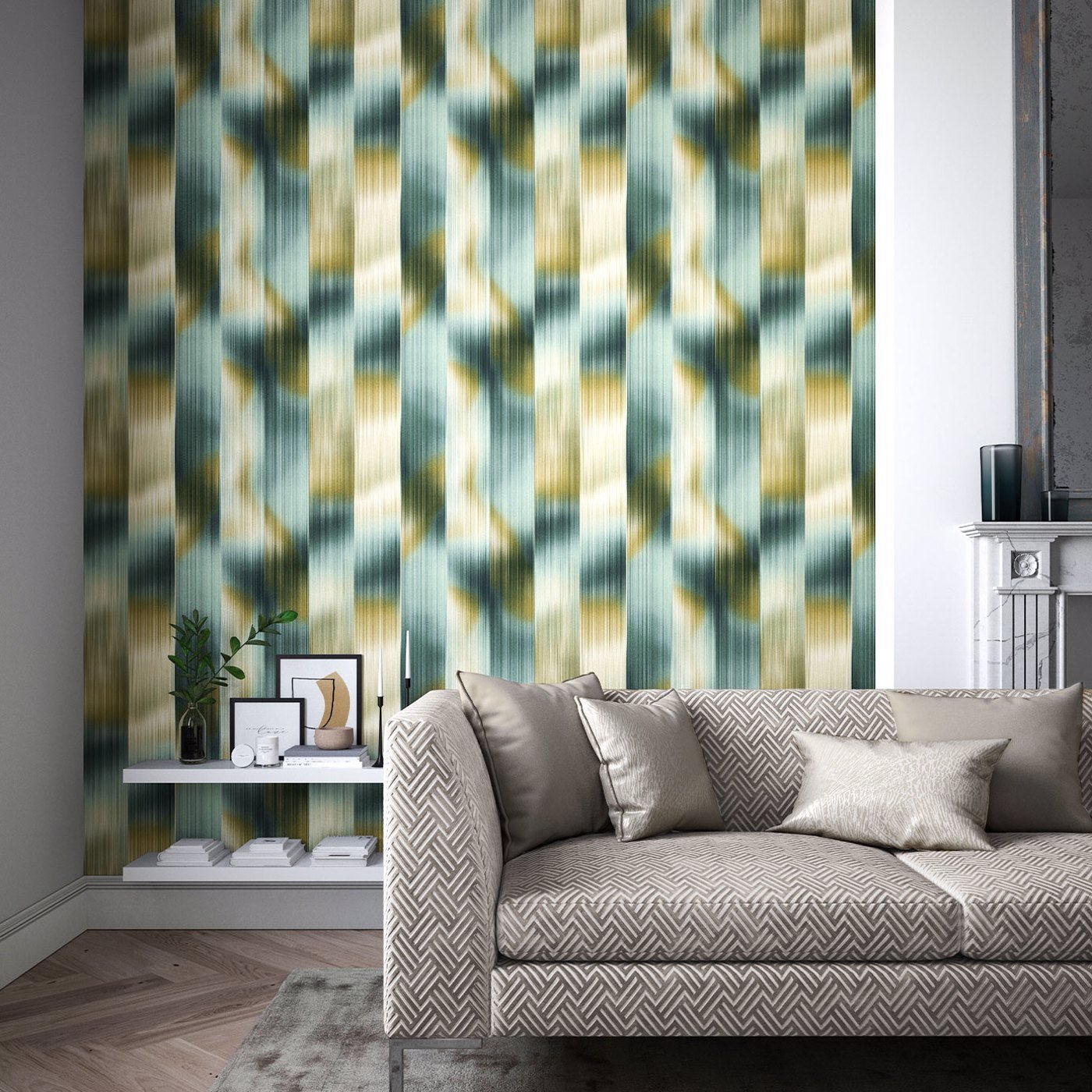 Oscillation Wallpaper - Adriatic/Sand - Harlequin - HM7W112752 - Morris Wallpaper