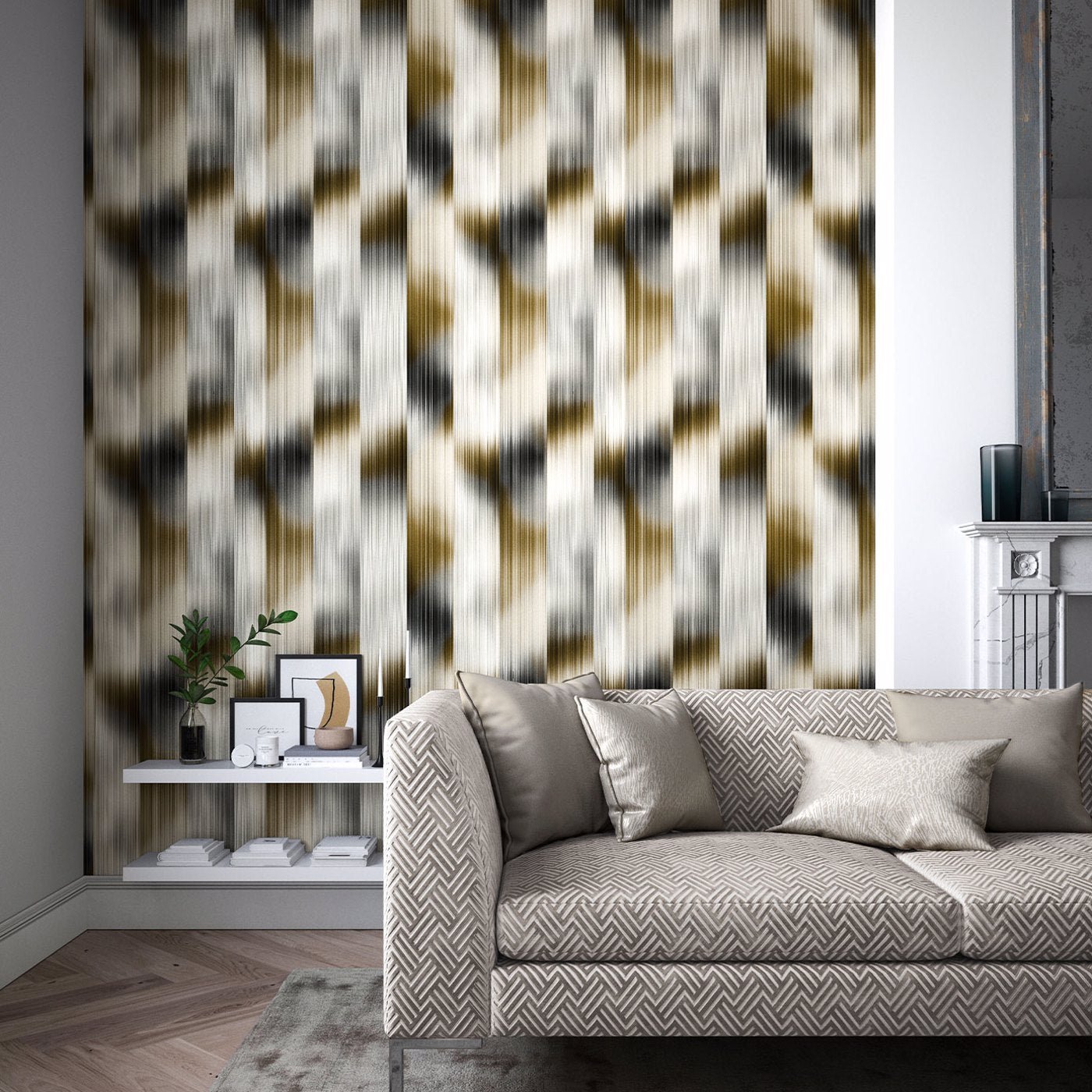 Oscillation Wallpaper - Tobacco/Slate - Harlequin - HM7W112754 - Morris Wallpaper