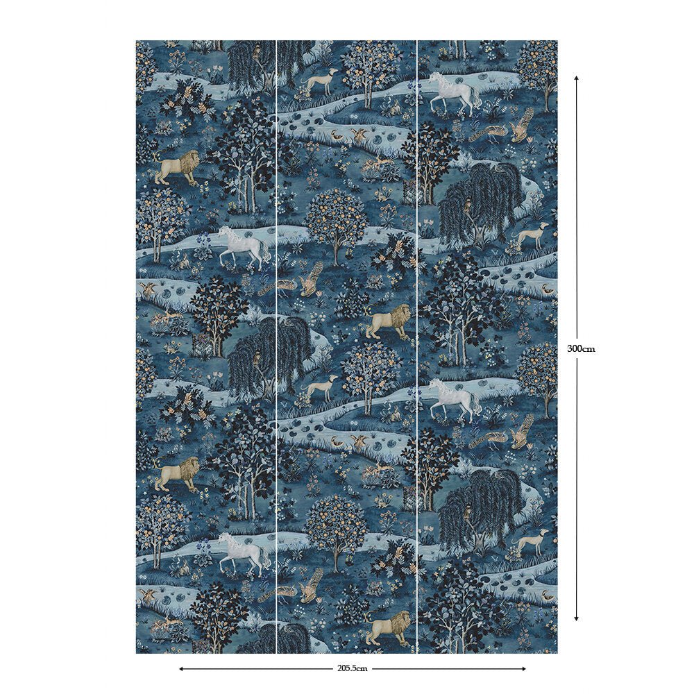 Owl & Willow Morris Mural - Indigo - 217406 - Morris & Co - Morris Wallpaper