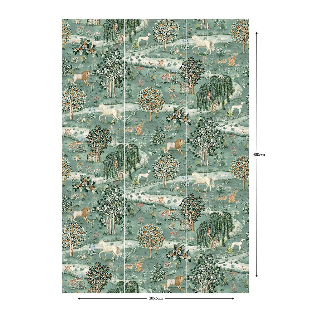 Owl & Willow Wallpaper Mural - Sage / Clay - 217405 - Morris Wallpaper WD