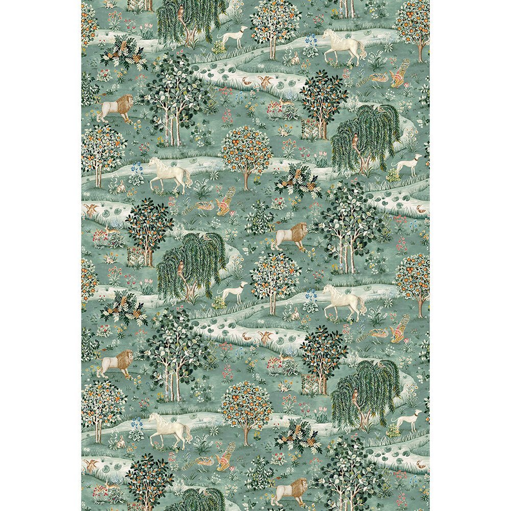Owl & Willow Wallpaper Mural - Sage / Clay - 217405 - Morris Wallpaper WD