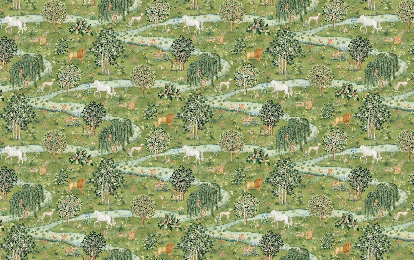 William Morris - Owl & Willow wallpaper showing the full pattern design