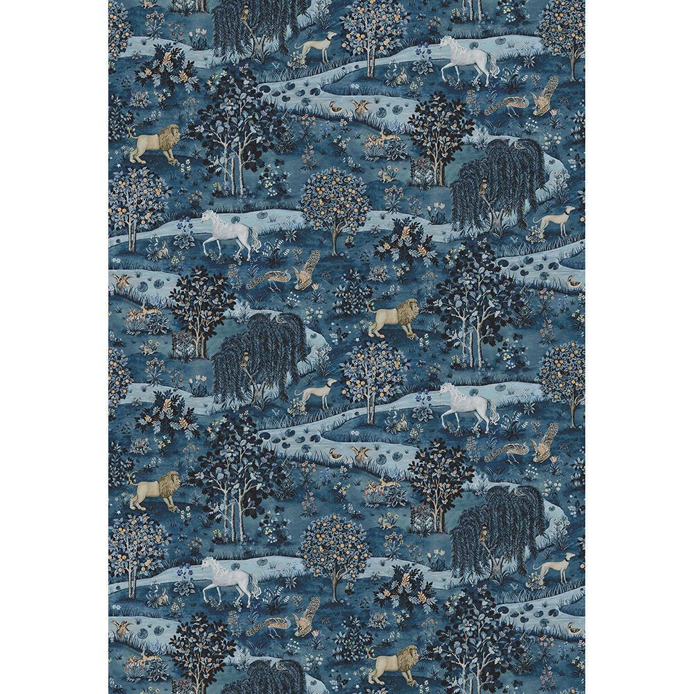Owl & Willow Wallpaper Mural - Indigo - 217406 - Morris Wallpaper WD