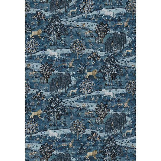 Owl & Willow Wallpaper Mural - Indigo - 217406 - Morris Wallpaper WD