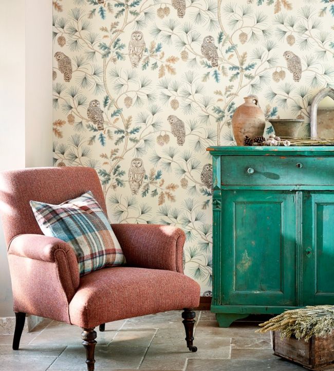 Owlswick Wallpaper - Teal - DYSI216595 - Sanderson - Morris Wallpaper