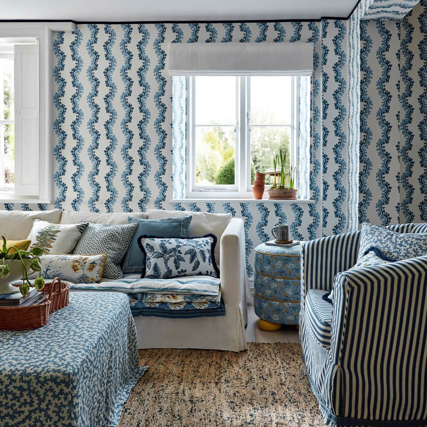 Oxbow Wallpaper - Indigo - Sanderson - DABW217250 - Morris Wallpaper