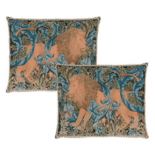 Pair of The Forest Tapestry Cushions with Feather Filler - Hines - 394+395 - Morris Wallpaper