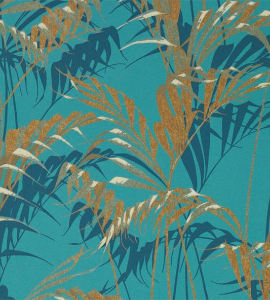 Palm House Wallpaper - Teal/Gold - DGLW216640 - Sanderson - Morris Wallpaper